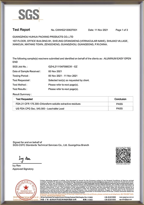 Easy-Open-Lid-Test-Report - Huihua