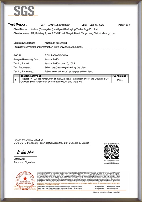 Odor-and-Taste-Test-Report-for-Gaskets - Huihua