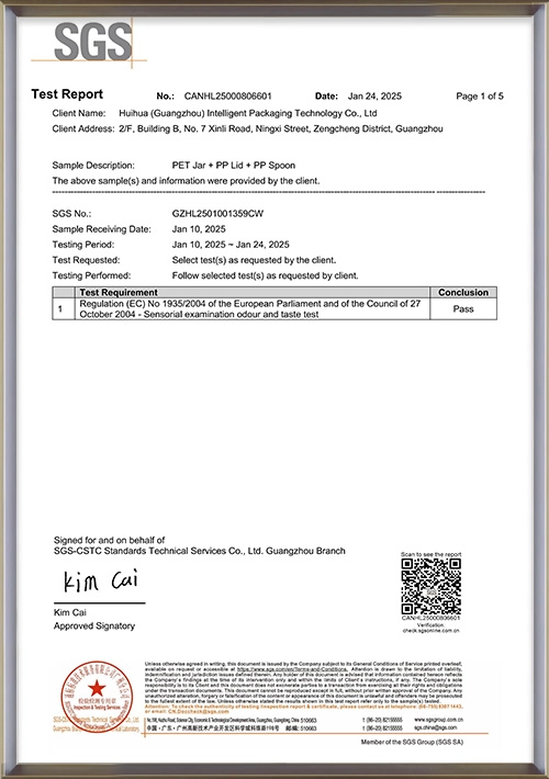 Odor-and-Taste-Test-Report-for-Plastic-Cans-+-Lids-+-Spoons - Huihua